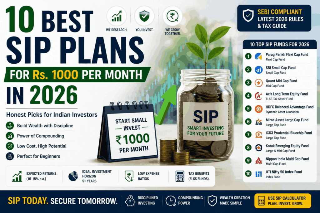 10 Best SIP Plans for Rs. 1,000 Per Month in 2026