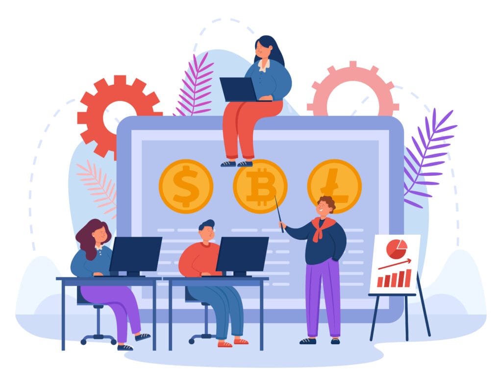Financial literacy education flat vector illustration