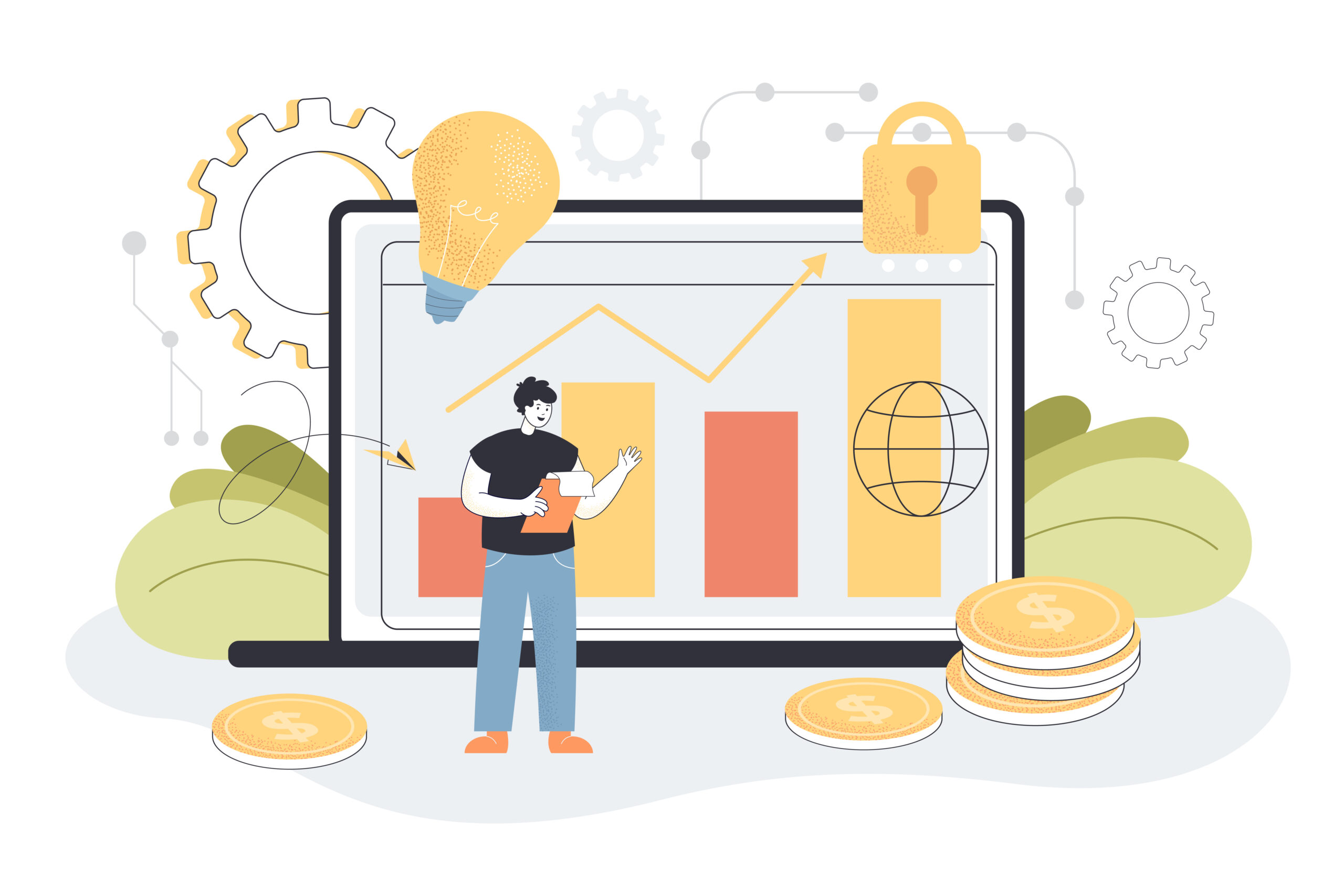 Tiny person with modern fintech or finance services method scaled